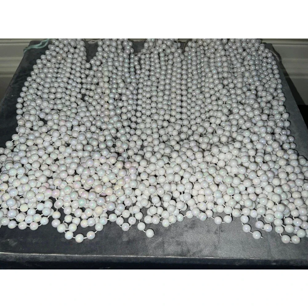Vintage Christmas Bead Garland Hue Lot Pearl Pink Blue 60+ Yards, Holiday Decor,